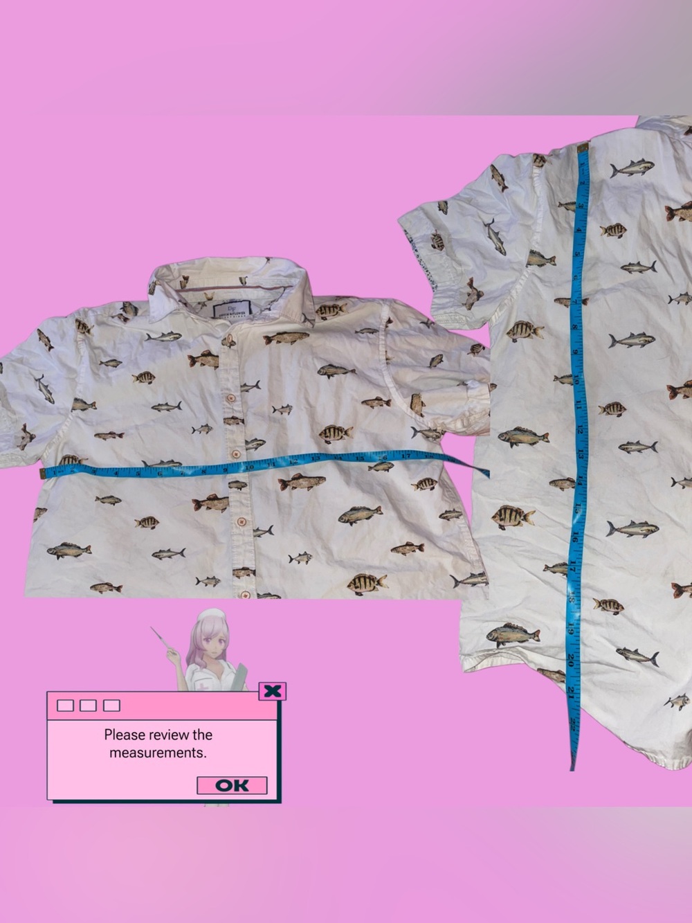 Fish Pattern Button Down Shirt - Picture 3 of 4